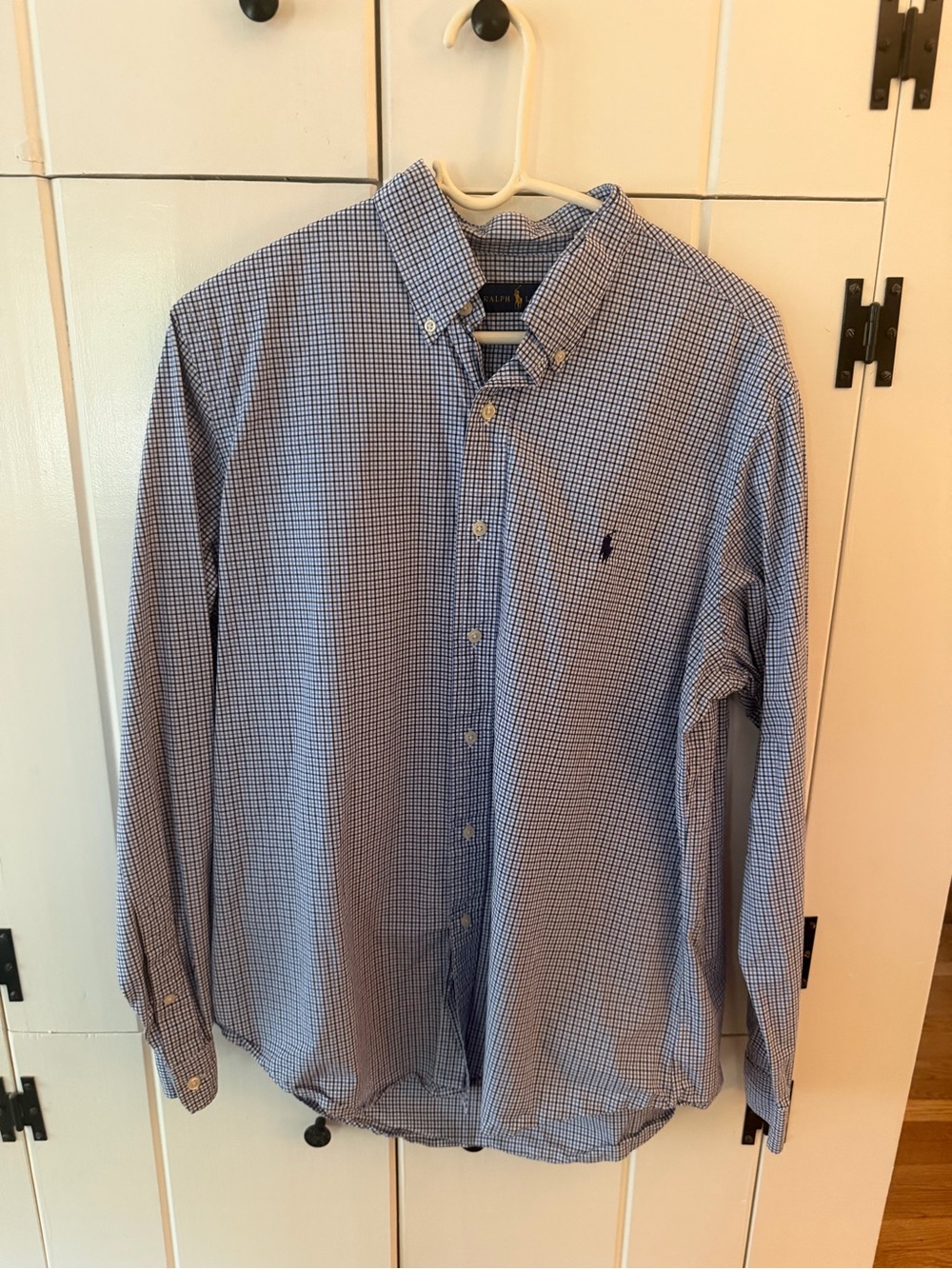 Ralph Lauren Blue Micro-Check Button-Down Dress Shirt